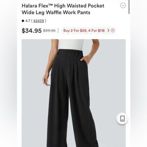 HALARA Black High-Waisted Wide Leg Work Pants